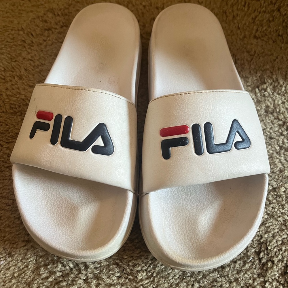 Fila White Slide Sandals